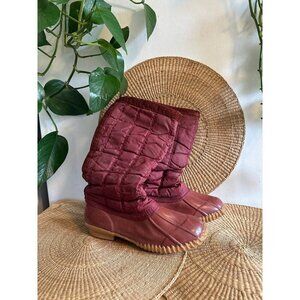 Chris Craft Footwear Tan Rubber Nylon Quilted Insulated Slip On Boot
